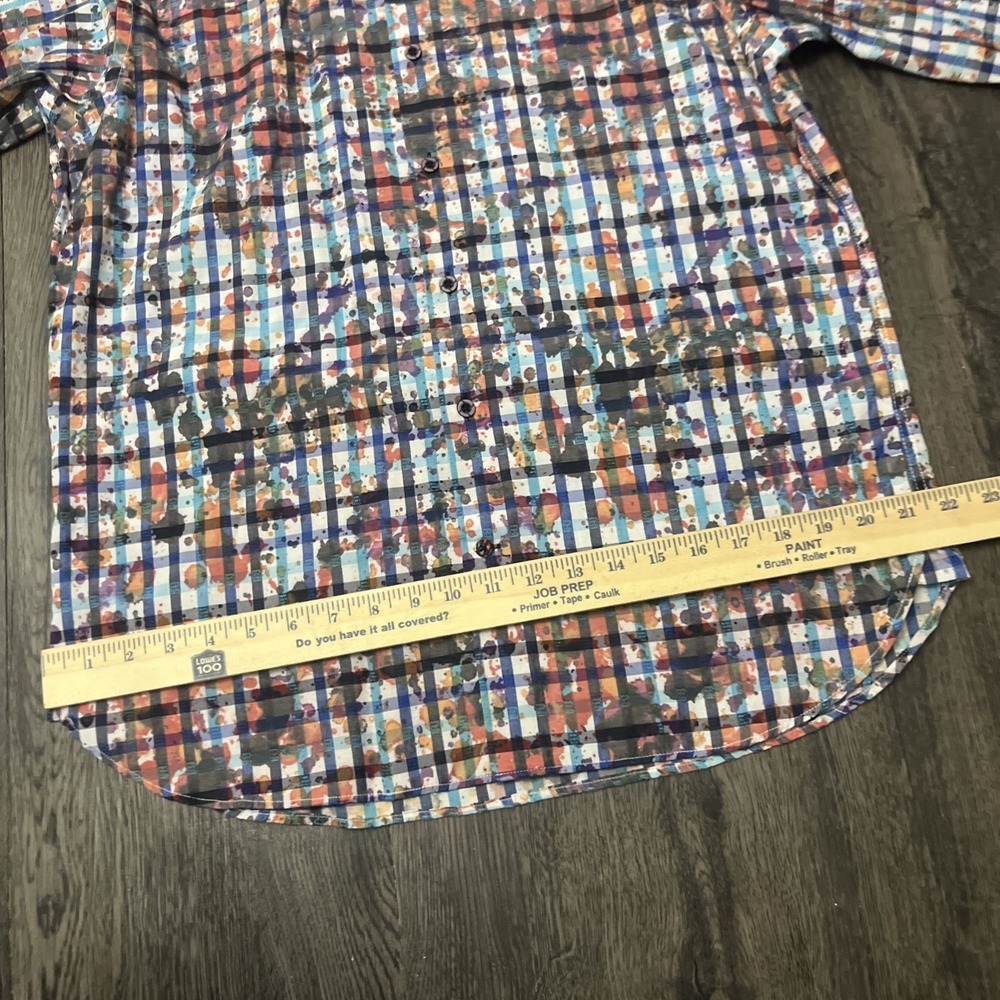 Visconti Black Men Sz M Button Up Blue Paisley Striped Mixed Long Sleeve Shirt - Picture 9 of 14